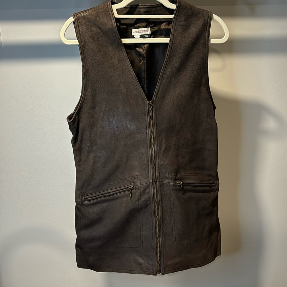 Leather zip up vest